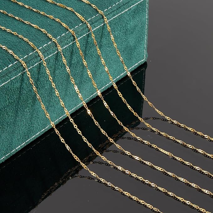 UMAOKANG 10 Meters Gold Plated Jewelry Making Chain Stainless Steel Singapore Chains Bulk on Spool Thin Chain Link