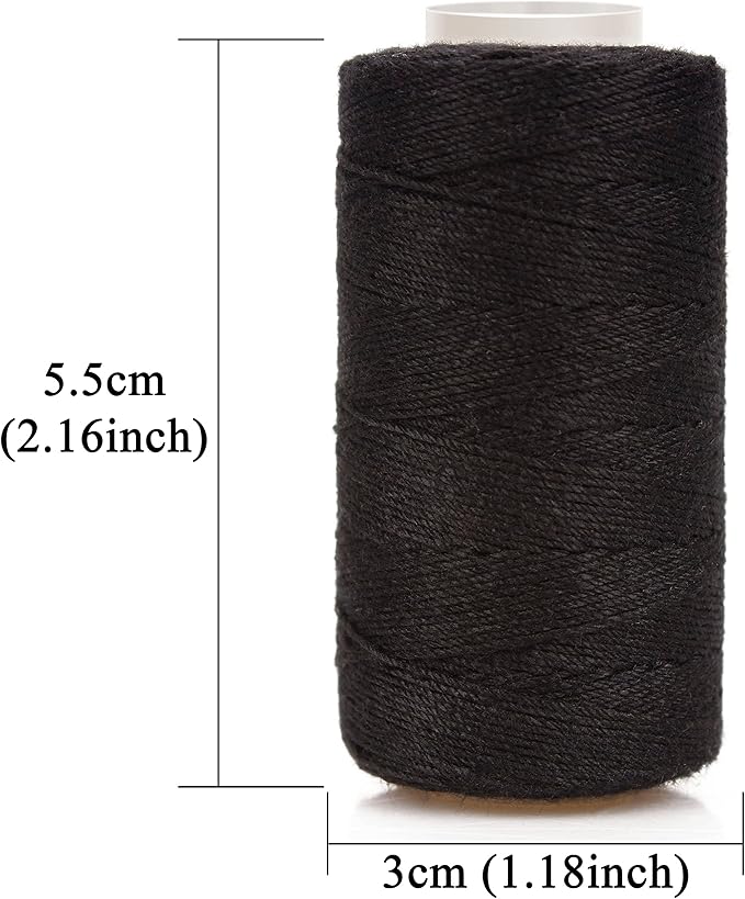 XCZYN Needle and Thread Set Professional Hair Extension Tools 10Pcs Curved Needle with 3Pcs Black Threads for Making Wig DIY Hand Sewing Hair Weave Extension (3 Thread, Black)