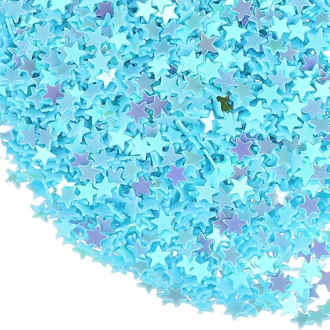 uxcell 1.94oz(55g) Star Glitter Confetti, 3mm Art Craft Glitter Holographic Sequins Table Confetti Laser Sequins for Crafts DIY Nail and Party Wedding Festival Decoration, Lake Blue