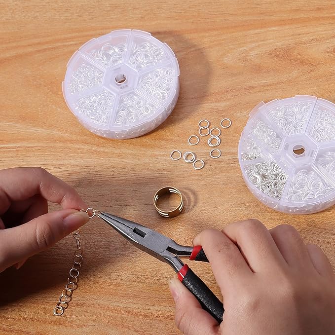 1600Pcs Open Jump Rings Silver Jump Rings Set Silver Plated Jump Rings for Jewelry Making Connectors(4mm 5mm 6mm 7mm 8mm 10mm)
