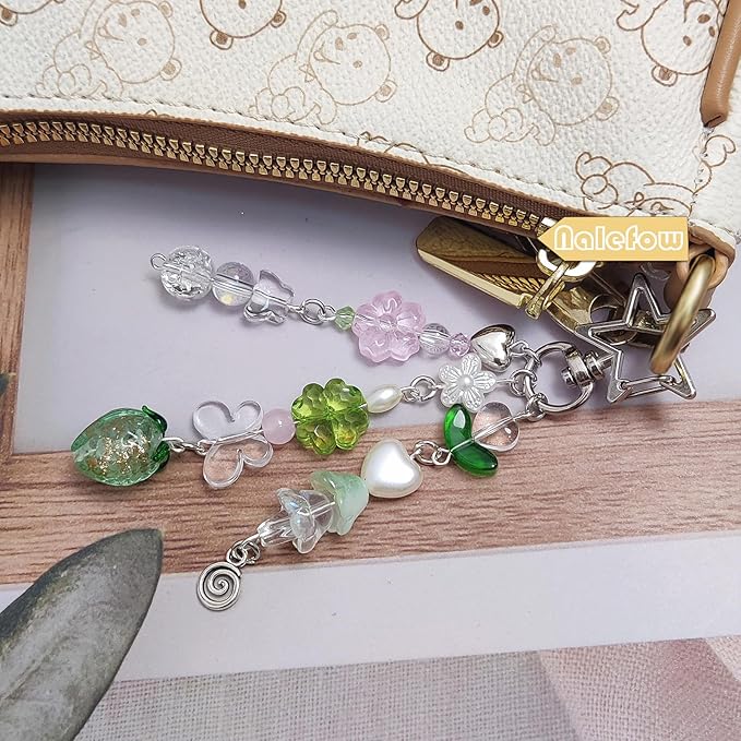 Keychain Bag Accessories Cute Cherry Strawberry Flower Keychains Accessories Decor for Keys Bags Purses Gift
