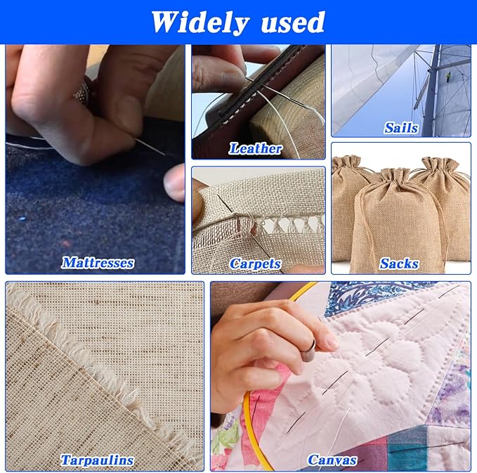 14 PCS Upholstery Needles for Hand Sewing 10 Straight and 4 Curved Needles Upholstery Leather Heavy Duty Sewing Needle Stitching Sew in Needle Kit for Hair Home Carpet Canvas Sofa Repair Sew Craft