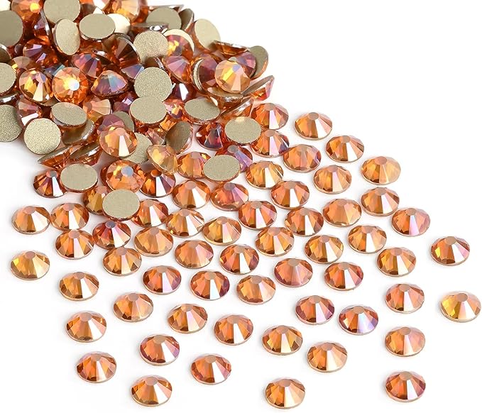 1440 Pieces Flatback Rhinestones Glue Fix Crystal Glass Diamantes Gems for Crafting Nail Art Crafts Decorations Clothes Shoes 4.8 mm (ss20, Amber)