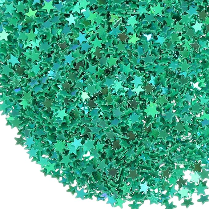 uxcell 55g Star Glitter Confetti, 3mm Holographic Sequins for Decoration, Green
