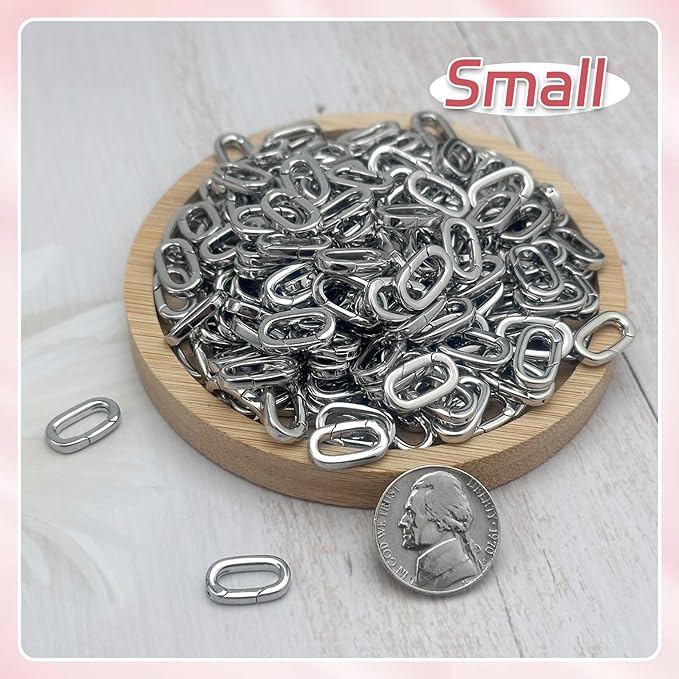 10Pcs Oval Clasp Carabiner Necklace Clasps and Closures, Spring Ring Clasp Pearl Necklace Enhancer Connector for Jewelry Bracelet Making