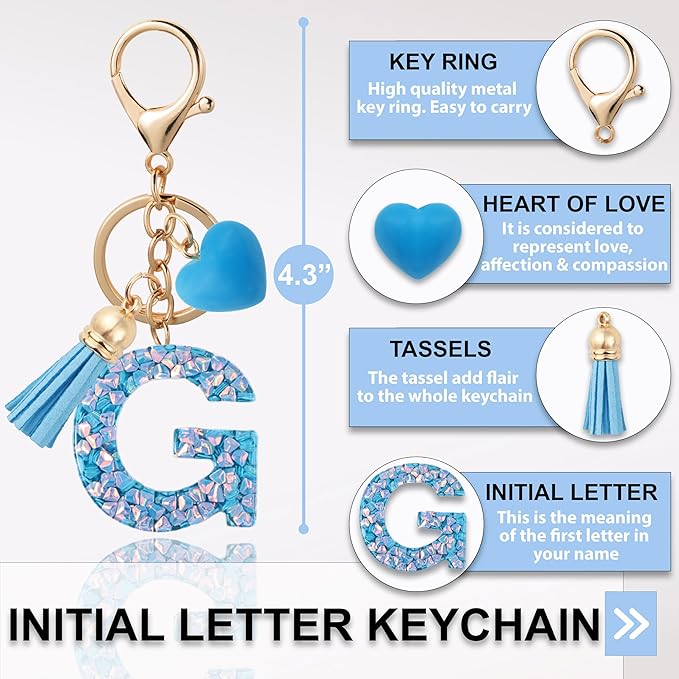 Alphabet Initial Letter Keychain Cute Heart Resin - Letter Keychain for Backpack Charms - Initial Keychains for Women