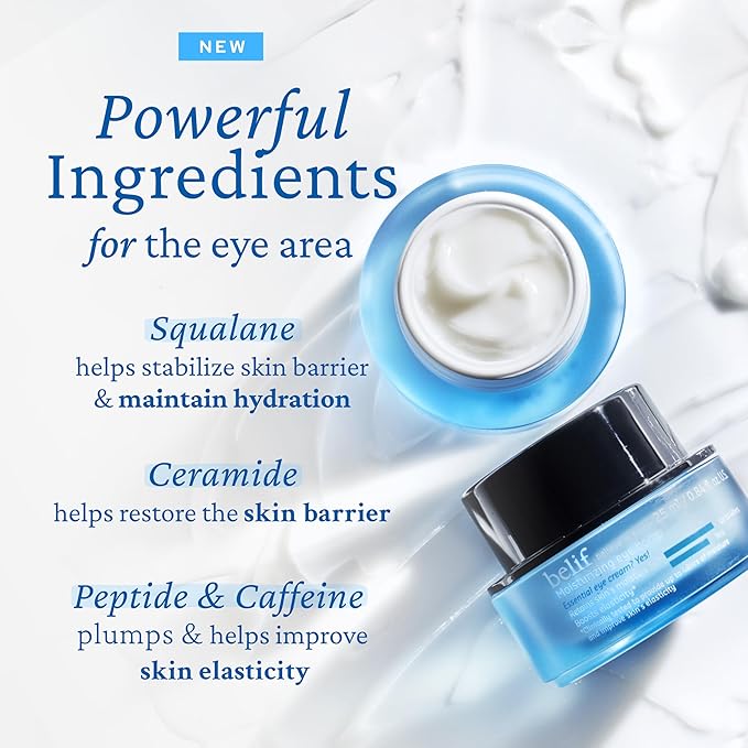 belif Peptide Eye Bomb, Anti-Aging Eye Cream for Wrinkles, Fine Lines, Crow’s Feet & Eye Bags, 48hr Hydration with Ceramide, Squalane, Caffeine, Dermatologist-Tested Korean Skincare, 0.84 fl.oz