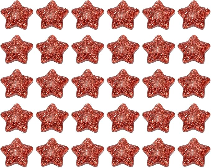 PATIKIL 60 Pcs Flat Back Resin Charms, Glitter Star Charms Bulk Mini Star Shape Flat Back Beads Embellishments for DIY Crafts Phone Case, Red