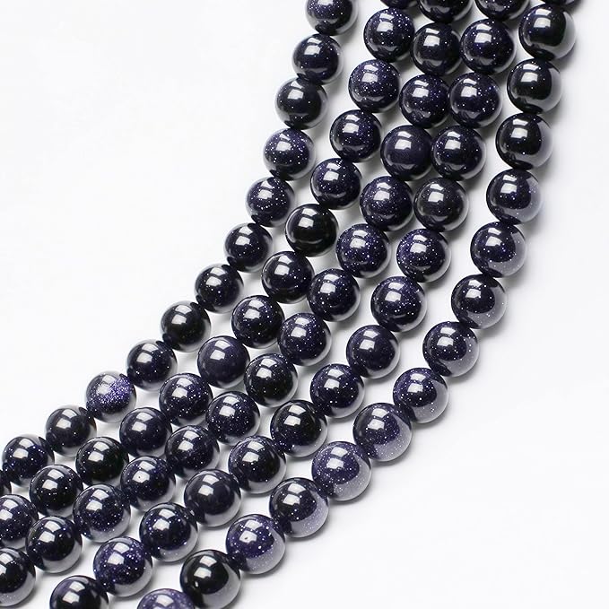 MJDCB Natural Stone Beads Blue Sand Stone Round Loose Beads for Jewelry Making DIY Bracelet Necklace (4mm)