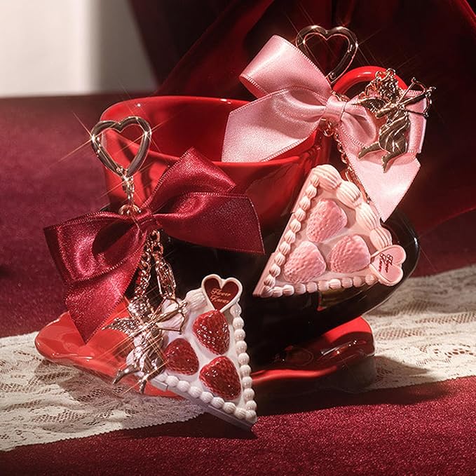 Flower Knows Strawberry Cupid Solid Perfume,Cake Bag Charms,Portable Travel Perfumes,Long Lasting Fragrances,2-in-1 Pink Cute Keychain Purse for Women,Girls&Bow Lovers Gift,0.11 oz(Lychee Bouquet)