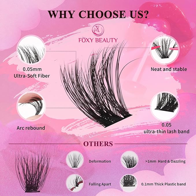 Bombshell X 480Pcs Fluffy Lash Extension D Curl 80/100/150/200D Volume Lash Clusters 10-18mm Mink Eyelash Extension Individual Eyelashes