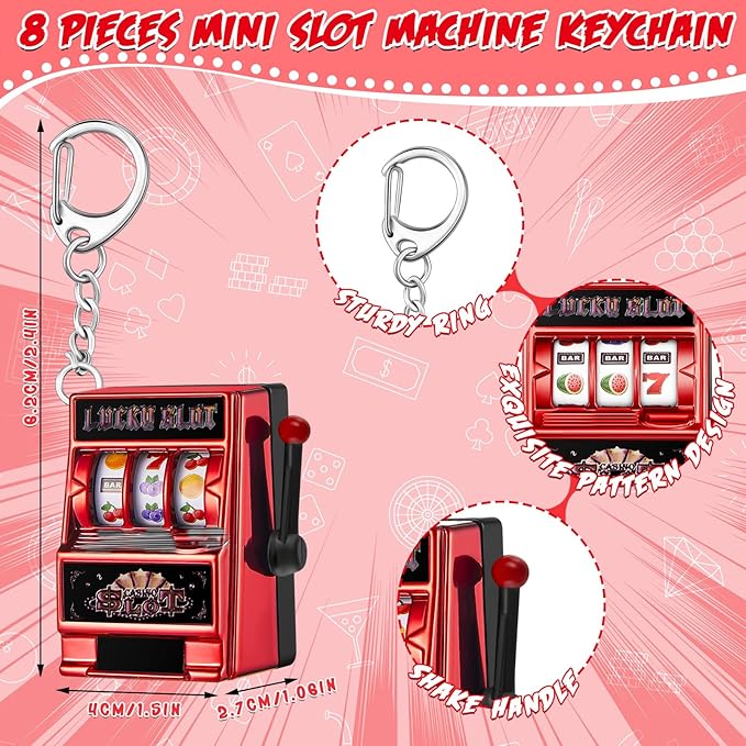 Panelee Slot Machine Keychain Bulk Las Vegas Keychains Mini Casino Kawaii Decoration for Las Vegas Carnival Party Gifts