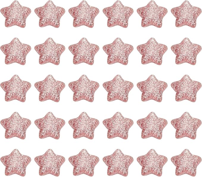 PATIKIL 60 Pcs Flat Back Resin Charms, Glitter Star Charms Bulk Mini Star Shape Flat Back Beads Embellishments for DIY Crafts Phone Case, Pink