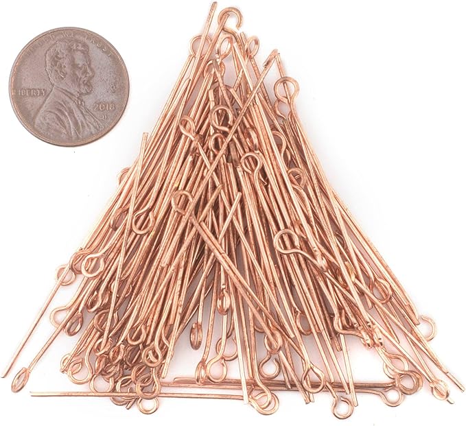 The Bead Chest Copper 21 Gauge 1.5 Inch Eye Pins (Approx 100 Pieces)