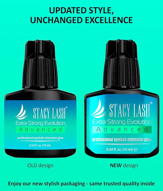 STACY LASH Extra Strong Evolution Advanced Eyelash Extension Glue (0.34fl.oz/10ml)/ 1Sec Dry /6Weeks Retention/Black Adhesive/Professional Supplies