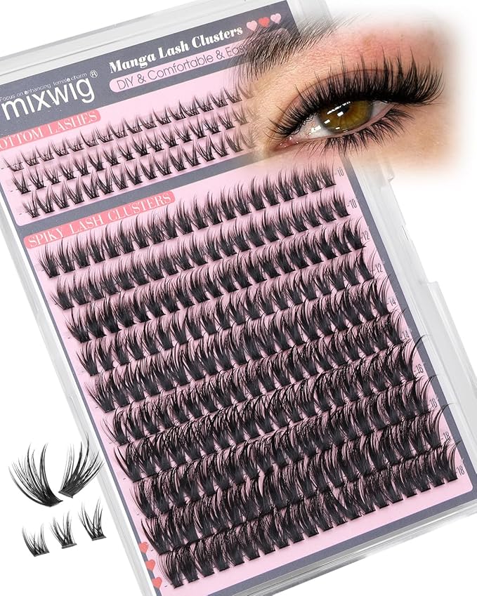 Spikes Lash Clusters Wispy Eyelash Clusters with Bottom Lashes Spiky Volume Cluster Eyelash Extensions Thick Cluster Lashes D Curly 5-18MM 60D DIY Individual Lashes by Lvmixwig