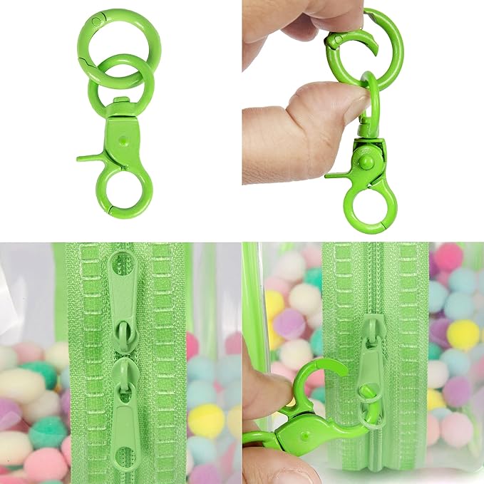 CHICHO Clear Figure Display Bag with White Hairball Keychain, Portable Doll Storage Bag Hanging Blind Box Organizer Zipper Closure