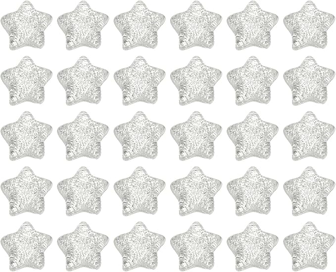 PATIKIL 30 Pcs Flat Back Resin Star Beads, Glitter Star Charms Bulk Mini Flat Back Beads Embellishments for DIY Crafts Phone Case, Silver