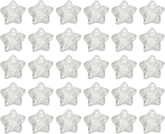 PATIKIL 30 Pcs Flat Back Resin Star Beads, Glitter Star Charms Bulk Mini Flat Back Beads Embellishments for DIY Crafts Phone Case, Silver