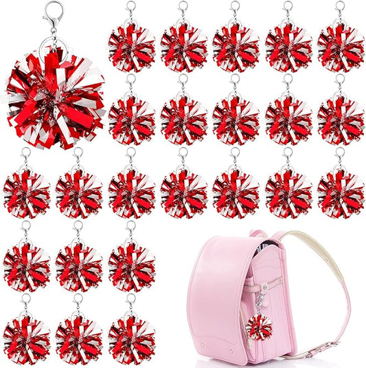 24 Pcs Cheer Pom Pom Keychain Cheerleader Gift Cheering Keyring Camp Team Gift