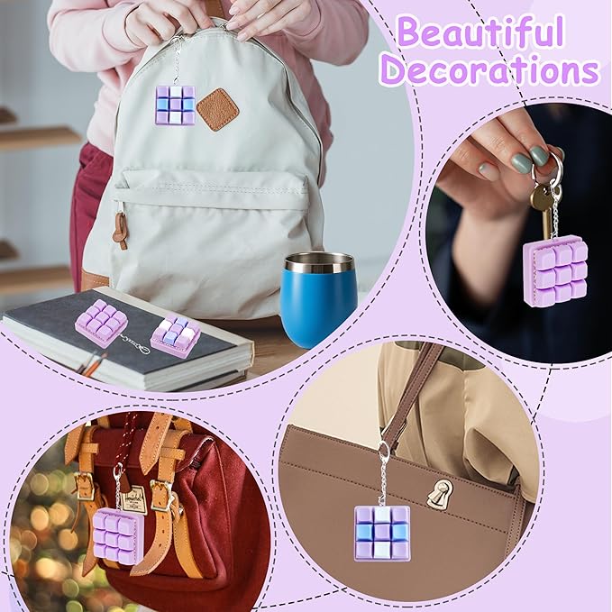 2 Pack 9 in 1 Keyboard Fidget Toy, Keyboard Fidget Keychain Anti-Stress Keyboard Decompression Button Finger Clicker Toys Stress Relief Fidget Gifts (Mix Purple)