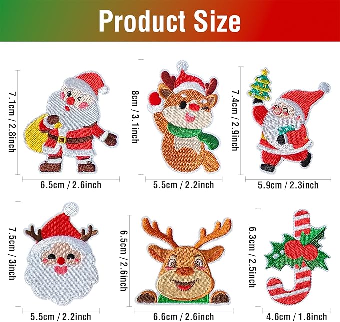WILDREEDS 20 Pieces Random Assorted Styles Christmas Iron on Patches, Embroidered Patch for Christmas Decoration, Clothing, T-Shirt, Backpacks, Hats, Jeans, Jackets