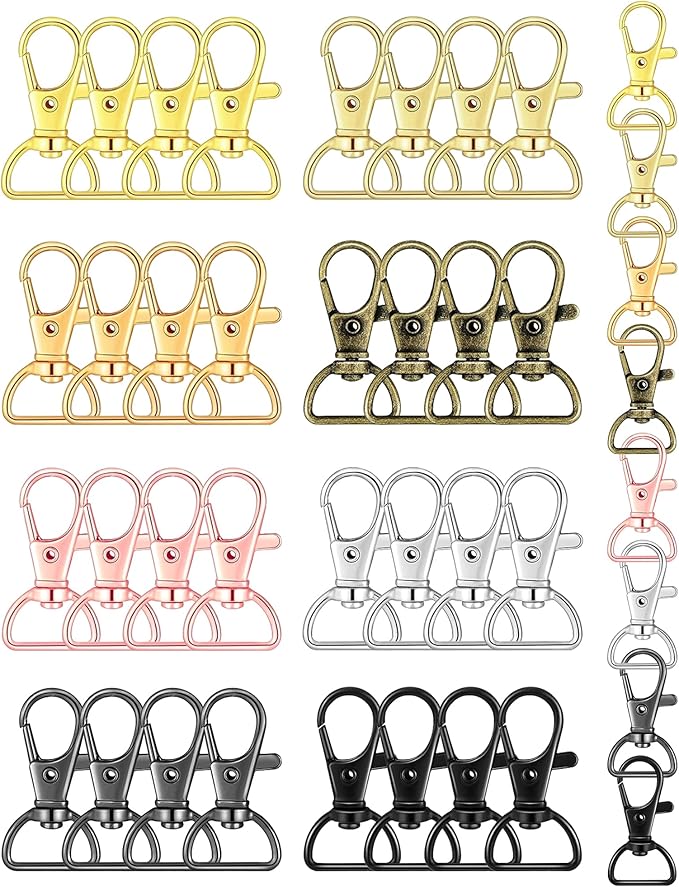 FIVEIZERO 80Pcs Swivel Clasp Hooks, 8 Colors Metal Swivel Snap Hooks, 15mm Keychain Clasps, Purse Hardware for Bag Making, Lanyard Clips, DIY Crafts, Swivel Clips for Keychains, Purses,Accessories