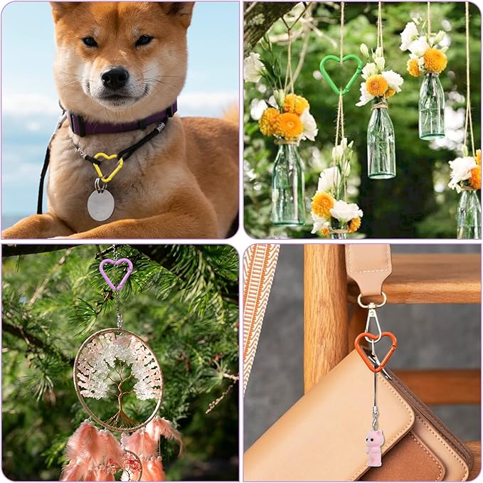 10 PCS Cute Heart Carabiner Heart Shape Keychain Clips Small Carabiner Clips Mini Snap Hooks for Hiking Camping Fishing Traveling Key Chain Clip Accessories