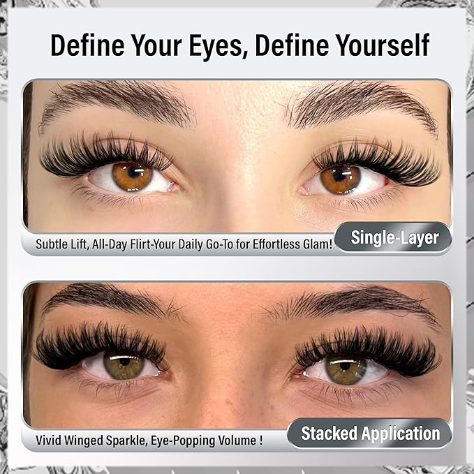 PHKERATA Flora Lash Clusters Wispy Eyelash Clusters 8-18mm Natural Cluster Eyelash Extensions Soft Volume Individual Lashes DIY Feather-Light D Curly Cluster Lashes Extension with Ultra-Thin Band