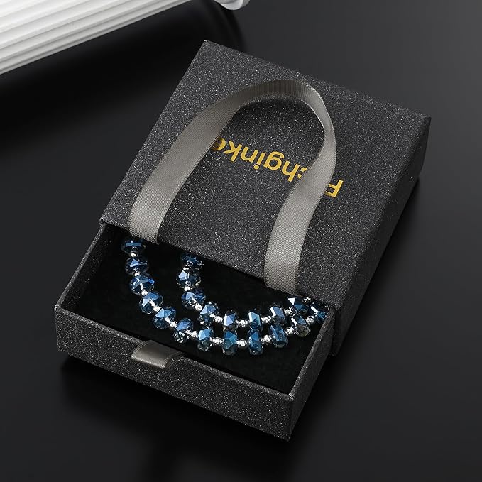 Crystal Phone Wrist Strap Phone Charm Chain Keychain Beaded Cellphone Lanyard with Tether Tab Hands-Free Wristlet Bracelet Wrist Grip Strap for Women, W-Blue