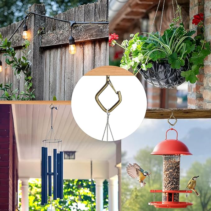 120 Pcs Bronze Eye Hooks Screw Heavy Duty,Ceiling Hooks for Hanging Plants,String Lights,Cup,Wind Chime,Bird Feeders. Plant Hanger Indoor&Outdoor