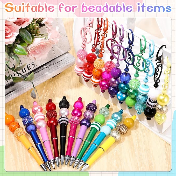100 Pcs 20mm Rhinestone Bubblegum Beads for Pens Mixed Crystal Resin Chunky Beads for DIY Craft Keychain Necklace Bracelet Jewelry Making(Multicolor)