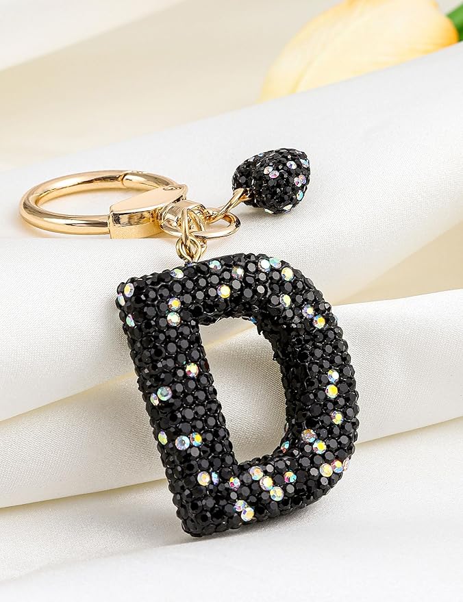 Initial Keychain for Women Girls,Bling Letter Key chain Initial with Heart,Pink Keychain Charms for Backpack Handbag