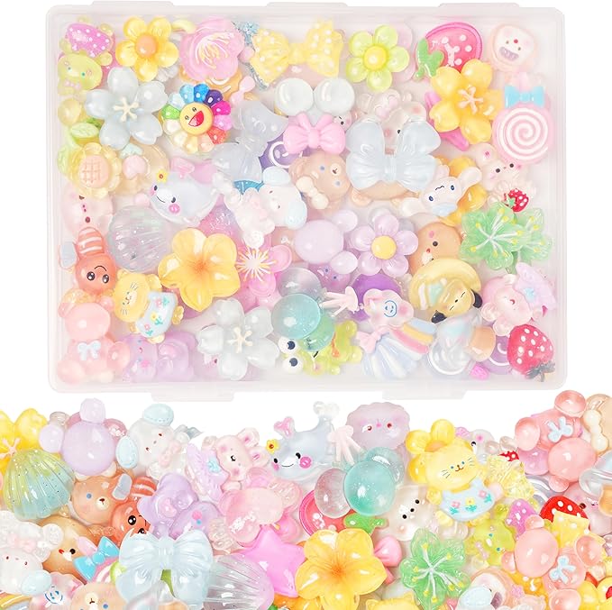 70 Pcs Resin Charms Slime Charms Embellishments Bulk Mixed Ornament Decorations Accessories