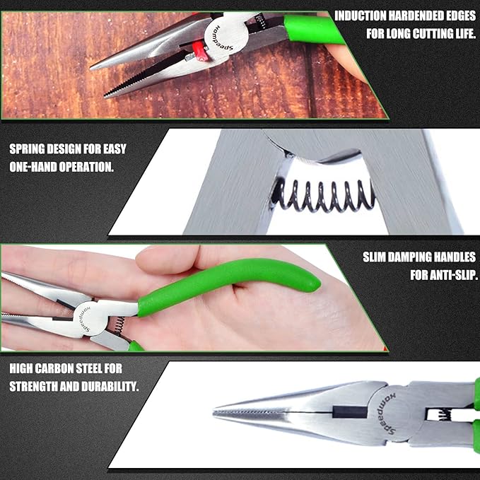 SPEEDWOX 5 Inches Long Nose Pliers with Cutter Mini Jewelry Pliers Small Wire Cutters Professional Jewelry Making Tool Beading Hobby Craft DIY Supplies