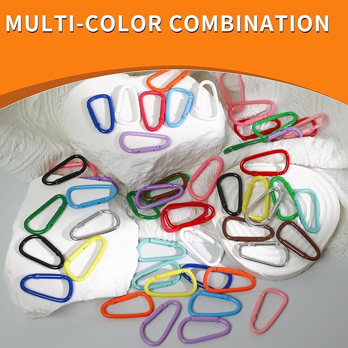 Colorful D Spring Carabiners Keychain Clip,D Spring Clip Aluminum Hook Accessories Snap Link Key Chain Ring Hook
