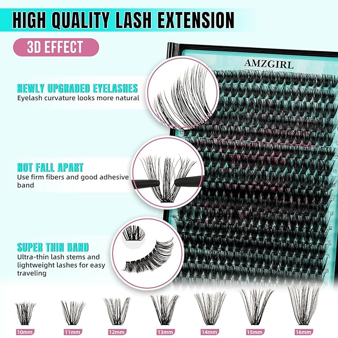 Lash Clusters 320Pcs 60D Eyelashes Cluster D Curl Individual Wispy Lashes Cluster for DIY Cluster Eyelash Extensions at Home for Beginners (Mix10-16mm)