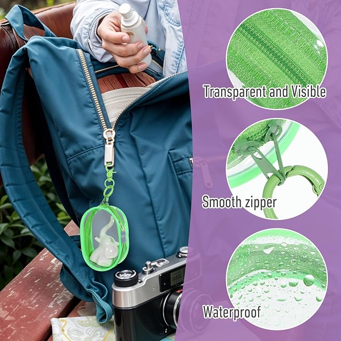 Clear Mini Waterproof Zipper Makeup Bag Small Cosmetic Keychain Pocket Portable Travel Lipstick Bag Women Zipper Pouch Card Data Cable Pouch Coin Purse Aesthetic Stuff Purse Organizer