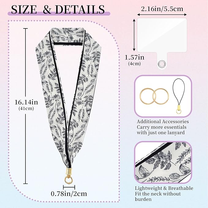 ZOOEASS Phone Lanyard Charm with Tether Tab Neck Lanyards for ID Badges Car Key Women Cute Scarf Keychain Strap Around Neck
