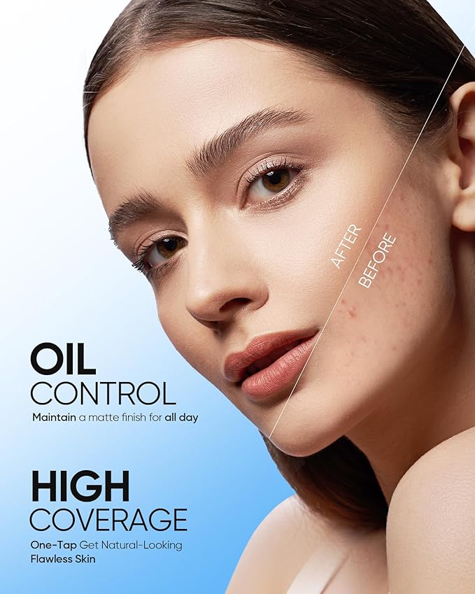 Velvet Matte Cushion Foundation Blue #03 Petal| Full Coverage,12H Oil Control,Ideal for Oily & Combination Skin,Waterproof,Long-Lasting, Lightweight, Hydrating,Transfer-Proof