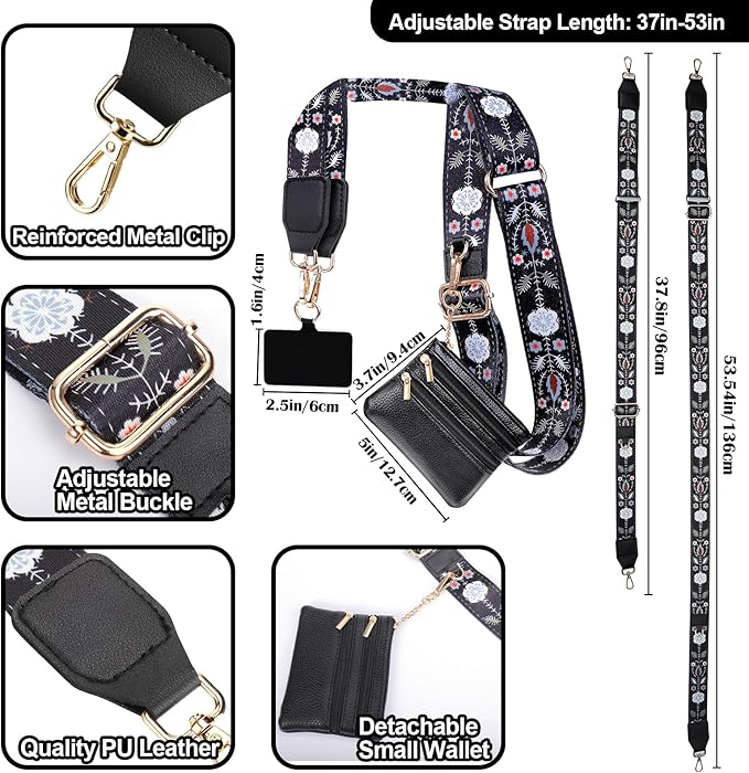 XANGNIER Clip and Go Strap for Phone with Wallet Crossbody, Phone Strap with Zippered Wallet, Adjustable Anti Theft Cellphone Lanyard for Women, Cellphone Chain Accessories,Multicolor 3