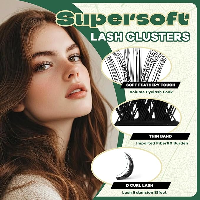 Lash Clusters 280Pcs Eyelash Clusters KEYYOU 60D D Curl 9-18MIX Clusters Lashes Thick Super Soft Wispy DIY Eyelash Extension at Home(60D-D,9-18MIX)