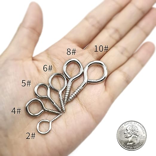 Screw Eye Hooks 20 Pieces White Zinc Plated Metal Cup Hooks Eye Shape Self Tapping Screws Ring