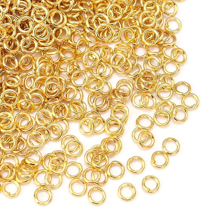 1000 Pcs 3mm Open Jump Rings Gold Plated Jump Rings for Jewelry Making Iron Made Single Ring Bulk for DIY Craft Earring Necklace Bracelet Pendant Choker Jewelry Making Findings