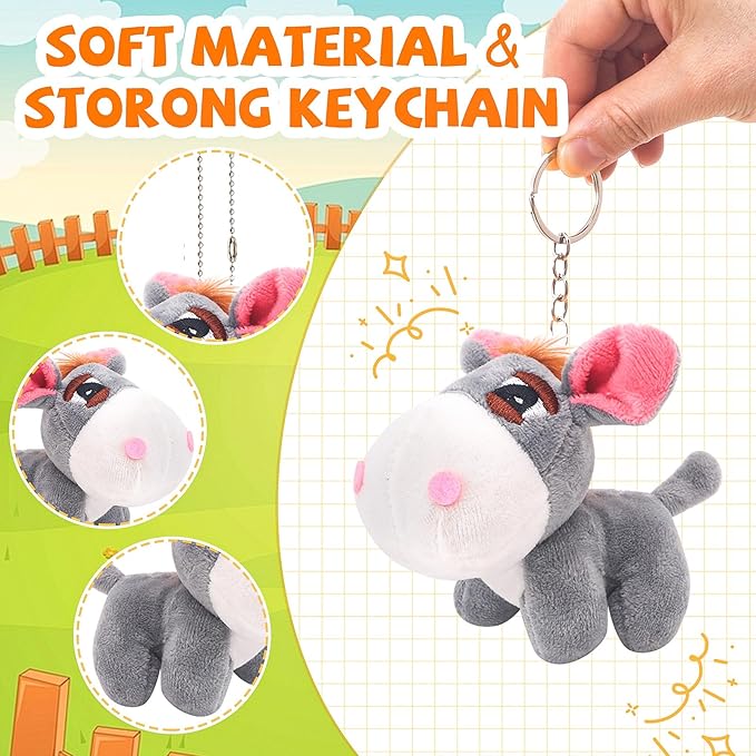 12 Pcs Mini Plush Farm Animals, Adopt A Pet Farm Party Favors Goodie Bags, Animals Bulk Gift Toys with Carton Farm House for Birthday Party Supplies