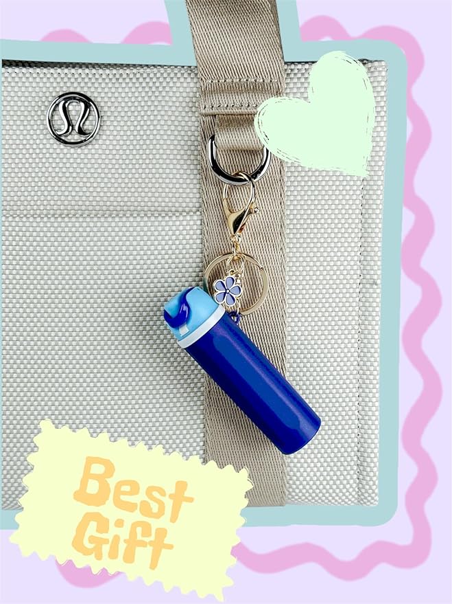 Mini Trendy Bottle Keychain Accessories Compatible with Owala Water Cute Tumbler Cup Chapstick Lip Balm Holder Charms