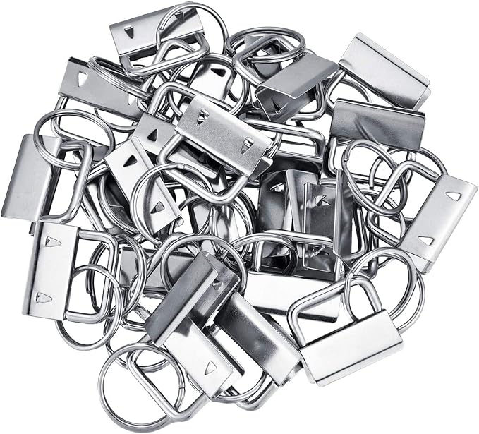 Qovydx 45Pcs 1 Inch Silver Wristlet Key Fob Hardware 1" Metal Key Chain Fob Wristlet Hardware with Split Rings Key Fob Keychain Wristlet for Lanyard