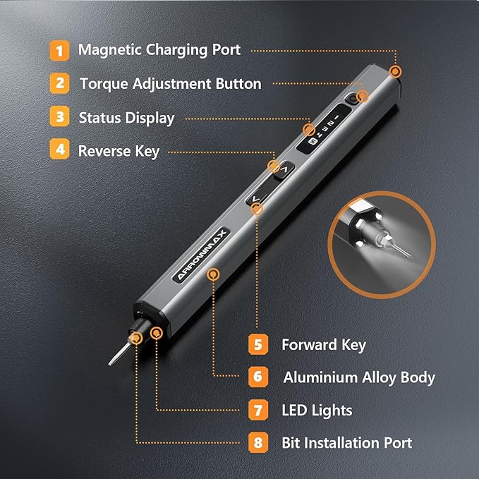 AM ARROWMAX Precison Electric Screwdriver, 74 in 1 Mini Power Screwdriver Set w/ 70 Magnetic Bits, 5 Torque Modes, Red Dot, IF Winning Design, Rechargeable Small Cordless Screwdriver for Phone, DIY