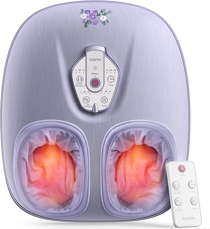 RENPHO Foot Massager Machine with Heat [2026 Upgraded], Shiatsu Foot Massager for Plantar Fasciitis, Valentines Day Gifts for Women, Cordless Control, Best Gifts for Women/Mom/Wife, PU