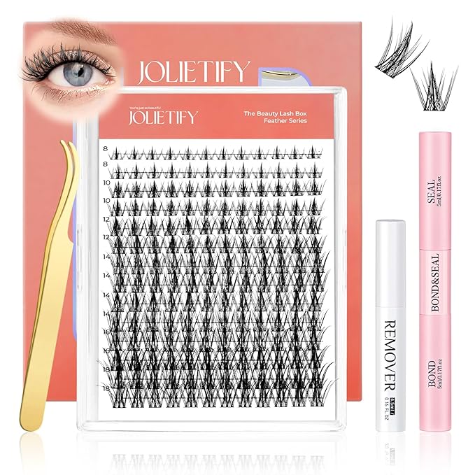 JOLIETIFY DIY Lash Extension Kit, Soft Manga Style, Faux Mink Cluster Lashes 8-16mm, Waterproof Bond & Seal, Reusable Individual Lashes, Eyelash Tweezers & Remover, Easy Application for Beginners